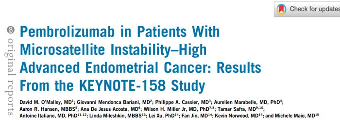 临床试验KEYNOTE-158_免疫治疗为MSI-HdMMR子宫内膜癌患者带来新的生命契机_盛煌娱乐之梦基因